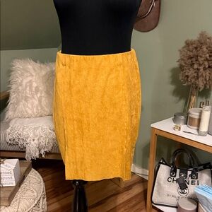 Women's Mustard Yellow Suede Pencil Skirt